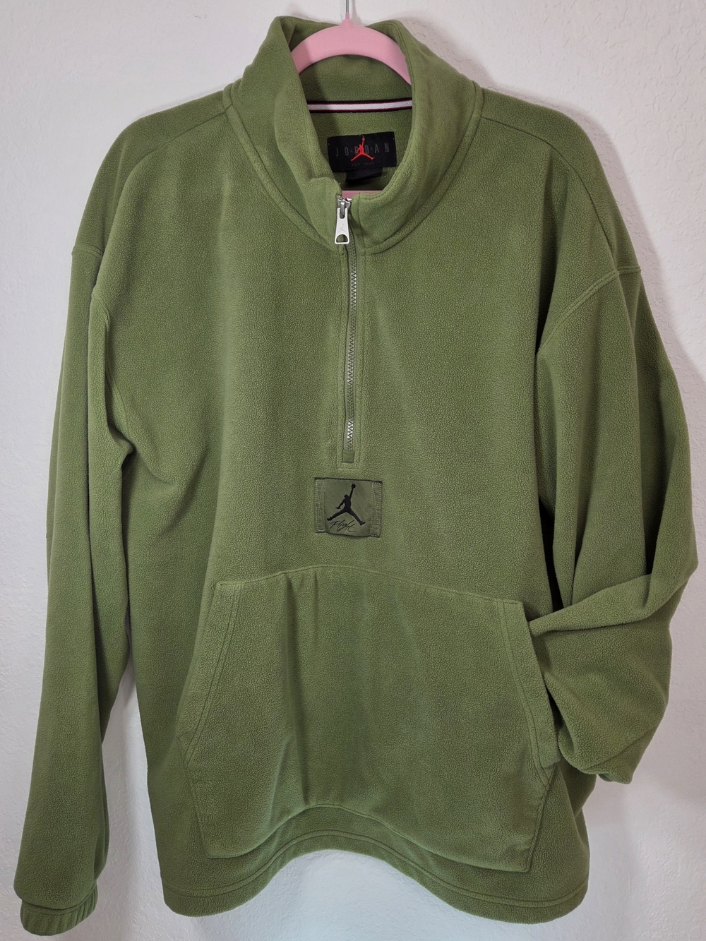 Jordan Olive Green Quarter-Zip Fleece Pullover